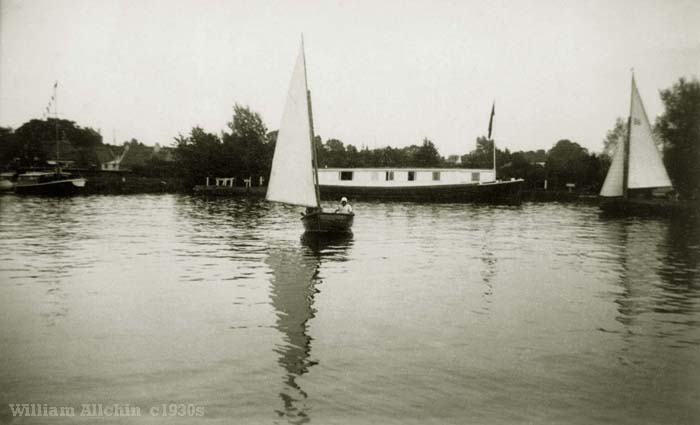 Houseboat on the Norfolk Broads c1930s