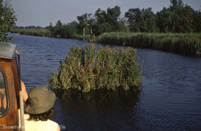 Hover obstructing the river, Norfolk Broads 1970s