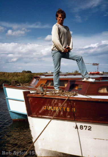 Posing onboard Juliette II in 1985