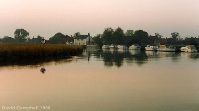 Approaching Stokesby on the River Bure 1990