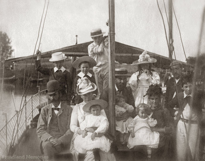 Holiday party onboard S.S. Phoenix at Wroxham Bridge 1880s