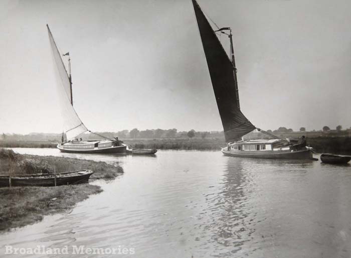 Pleasure wherries on the Norfolk Broads c1900
