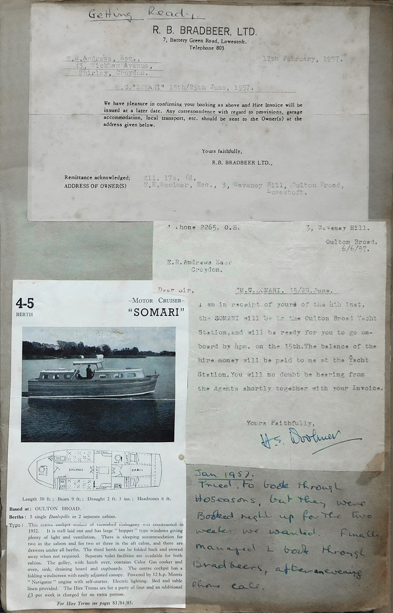 Norfolk Broads Afloat 1957 Scrapbook Page 2