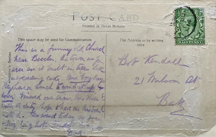 Postcard sent by crew 1914
